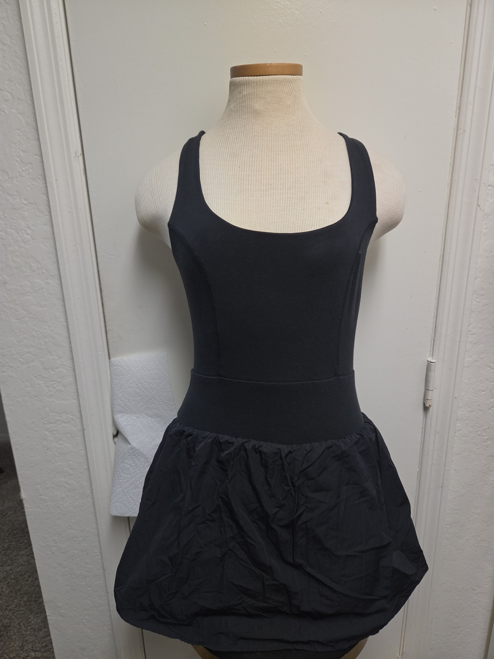 Forever 21 Black Scoop Neck Bubble Hem Mini Dress